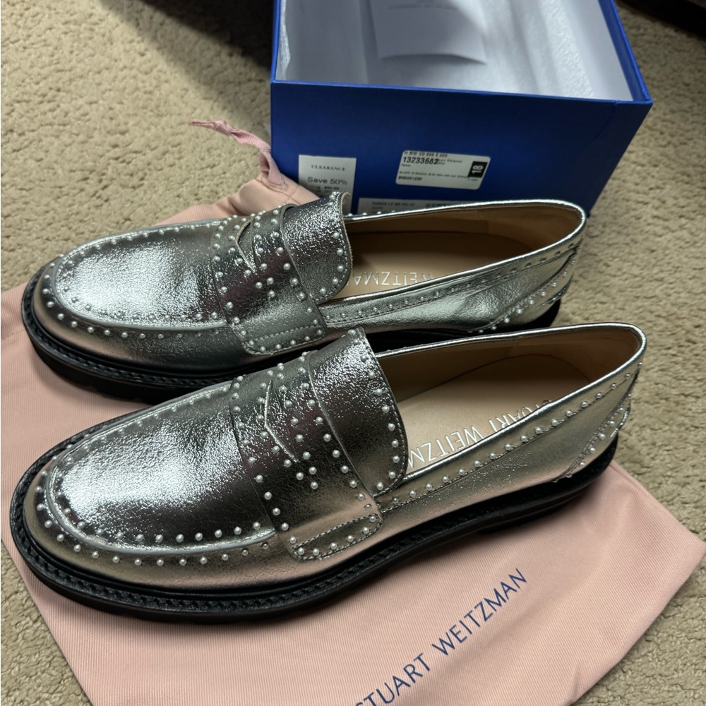 Stuart Weitzman Parker Lift Mini Pearl Metallic